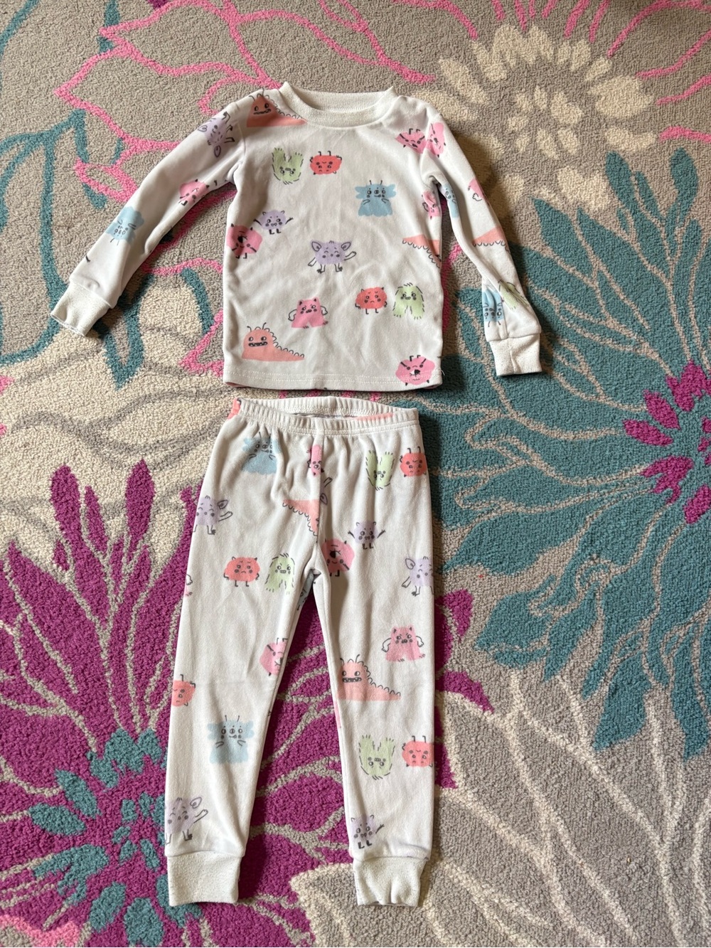 Carters Dream Plush Velour Monster Pajama Set Girls 2T
